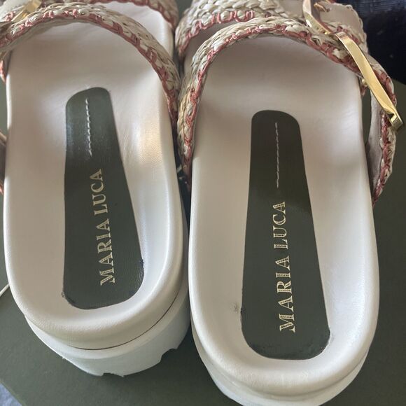 MARIA LUCA STRAP Buckle Iris LEATHER Platform SANDALS Beige EU 38  7.5 US - Picture 8 of 15